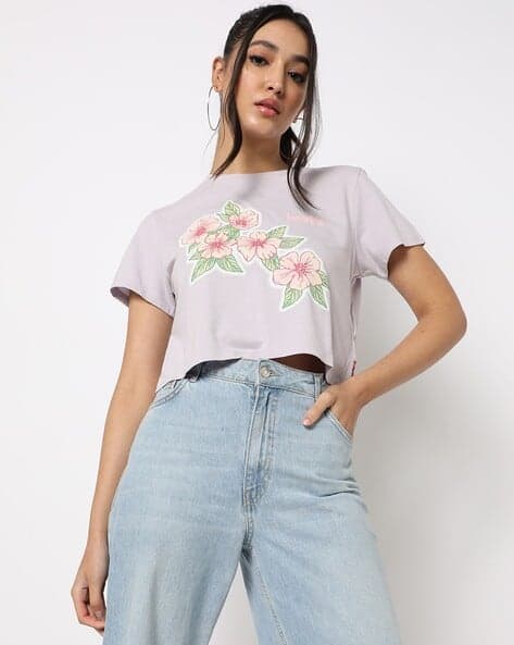 Floral Print Slim Fit Crew-Neck T-shirt